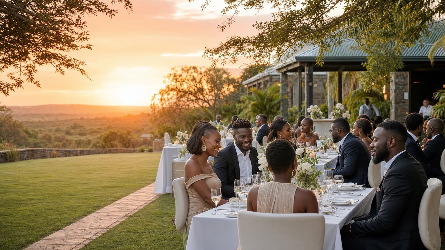 Elegant outdoor dinner in Zimbabwe